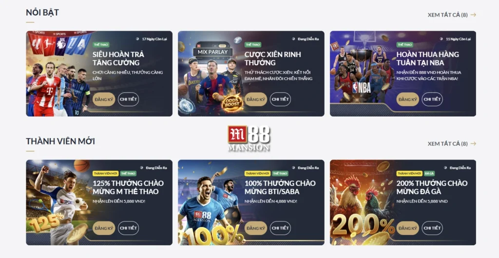 Các chương trình khuyến mãi M88 thường gặp