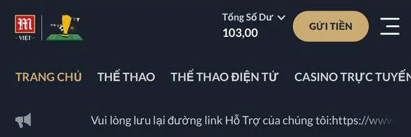 Chọn nút Gửi tiền ở trang chủ